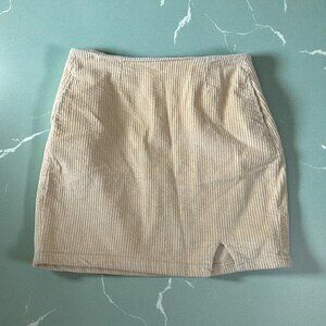 BP Beige Corduroy Slit Mini Skirt Size Medium
